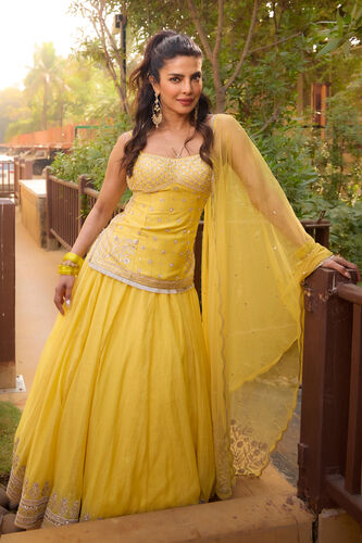 Abha Embroidered Lehenga Set - Yellow, Yellow, image 1